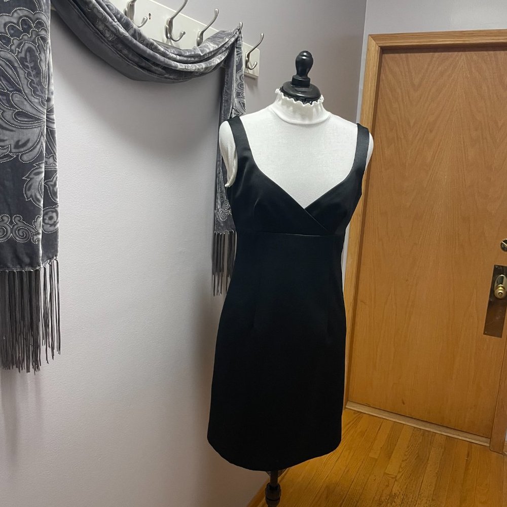 V Neck Black Cocktail Dress (Item#1037)